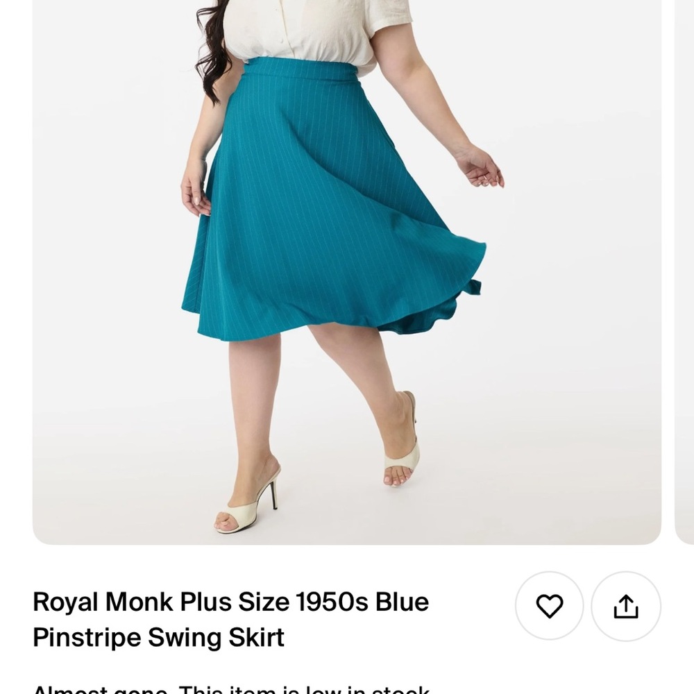 Teal Pinstripe A-Line Skirt